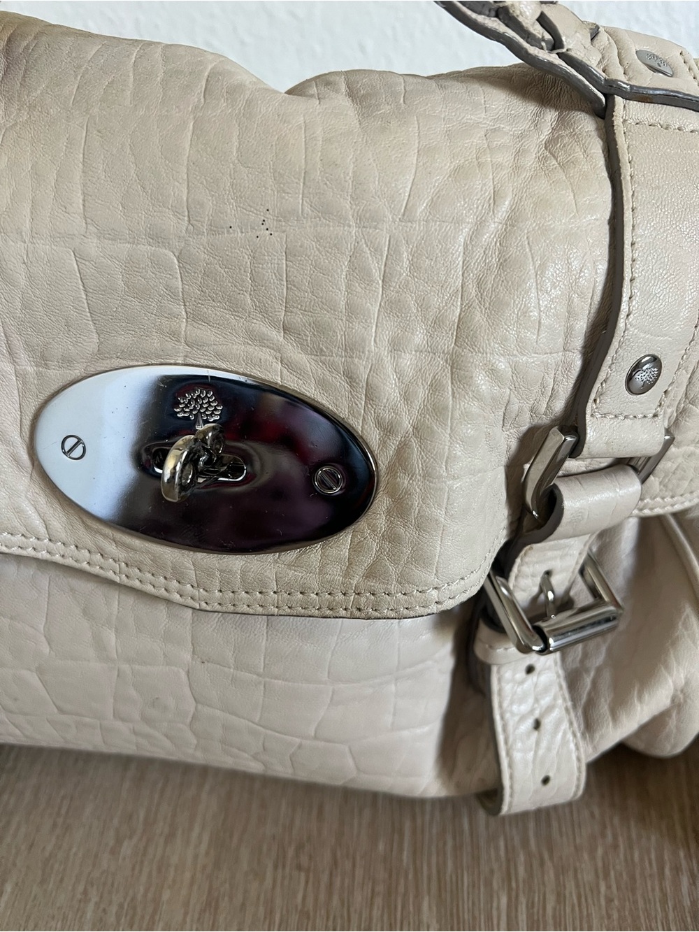 Limited Edition VTG Mulberry Cream Croc Embossed Leather Alexa Satchel Bag - Picture 2 of 14